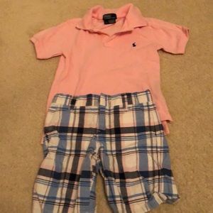 Polo shirt and Janie and jack plaid shorts